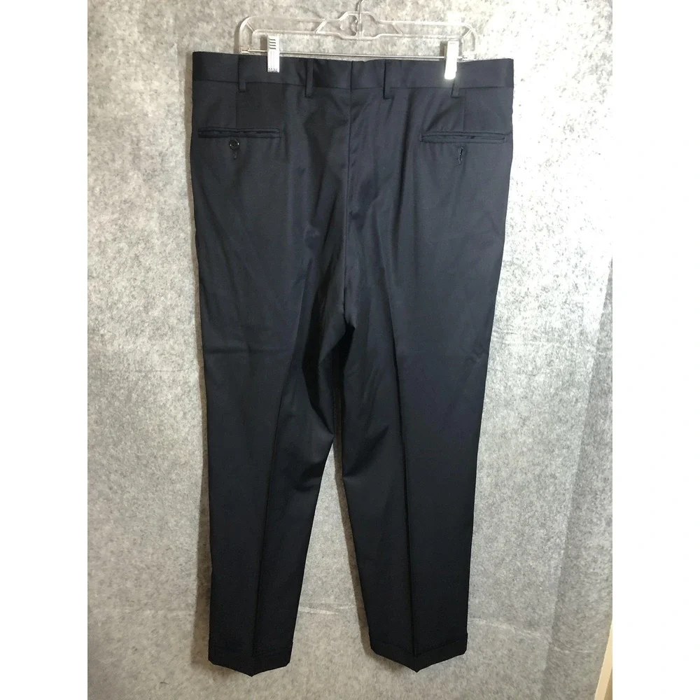Jos. A. Bank Suit Pants Mens 37x30 Black Wool Classic Fit Pleated Cuffed Hem